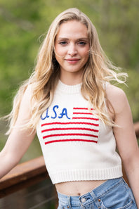 USA Knit Tank Top for Women in White