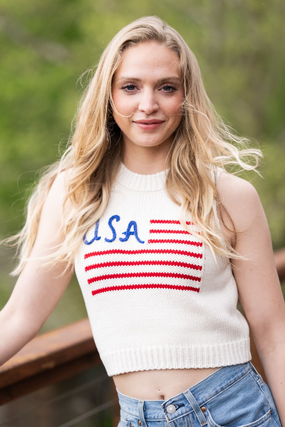 USA Knit Tank Top for Women in White