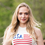 USA Knit Tank Top for Women in White