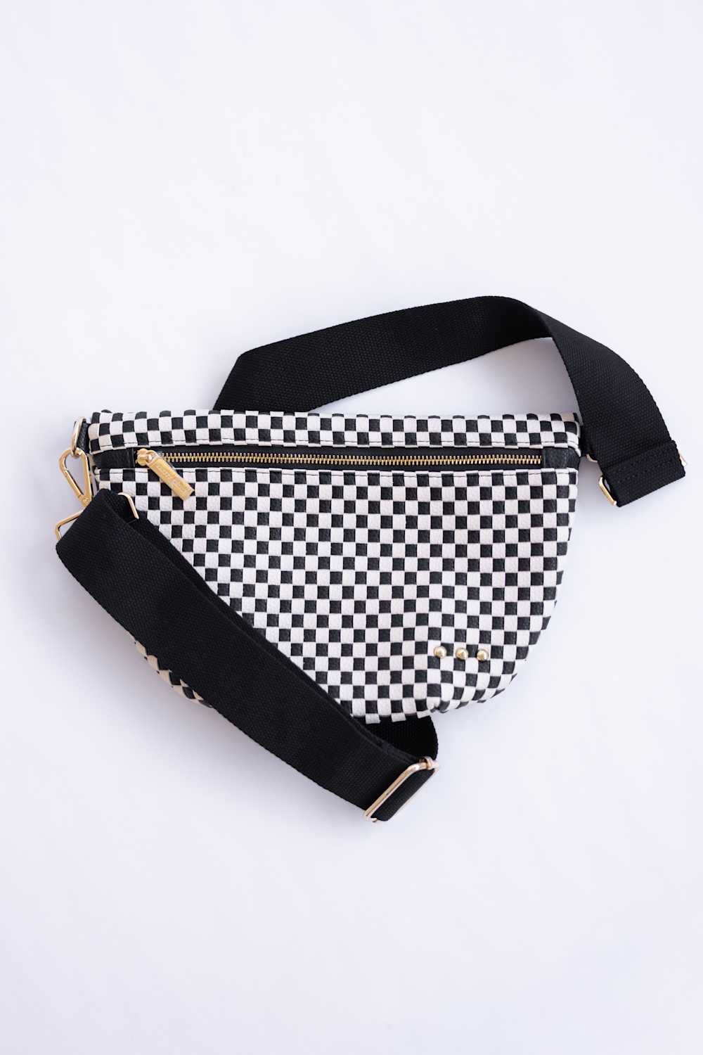 Weave Checked Bag for Women in Black