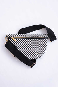 Weave Checked Bag for Women in Black