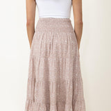Wishlist Floral Midi Skirt with Side Slit for Women in Taupe