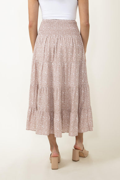 Wishlist Floral Midi Skirt with Side Slit for Women in Taupe