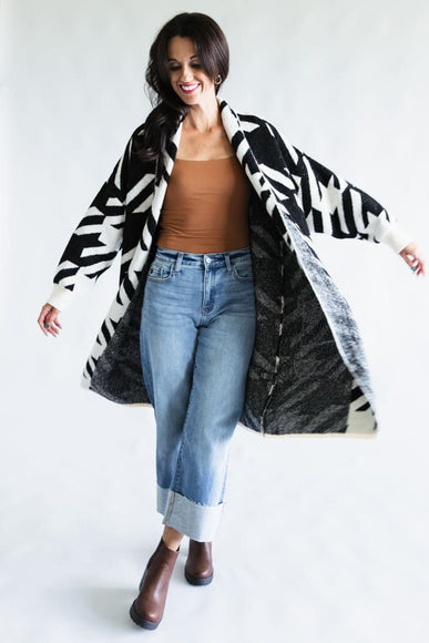 Zig Pattern Cardigan for Women in Black