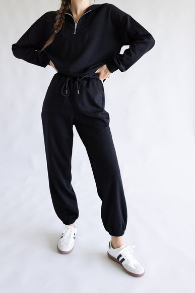 Zip Neck Scuba Set for Women in Black