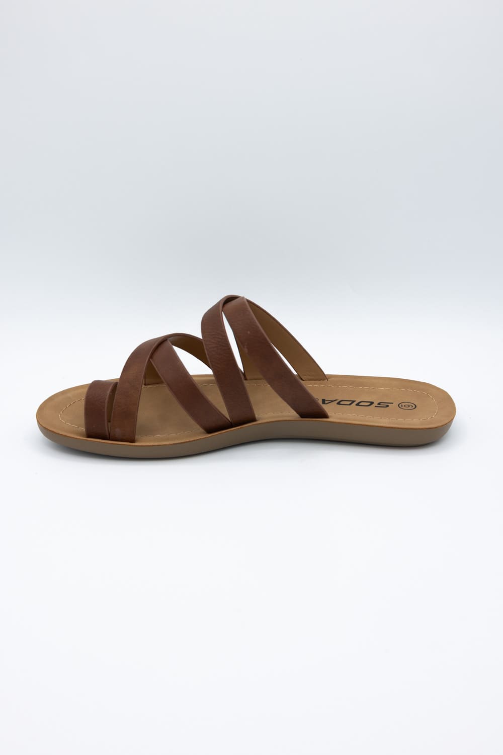 Soda Isabel Strappy Toe Sandals for Women in Cognac