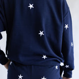 1897 Active Embroidered Star Fleece Shorts for Women in Navy Blue