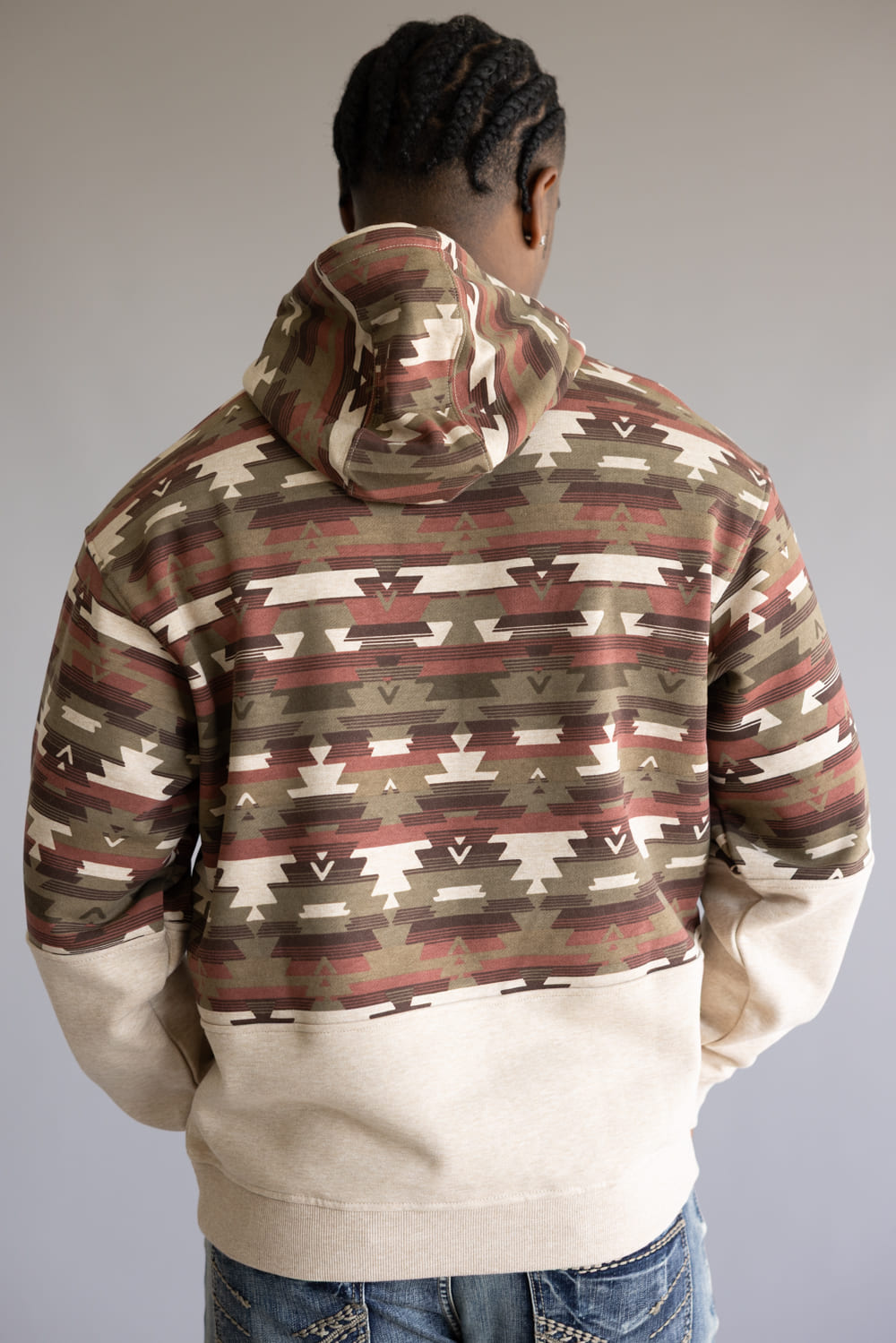 Ariat Color Block Hoodie for Men in Oatmeal