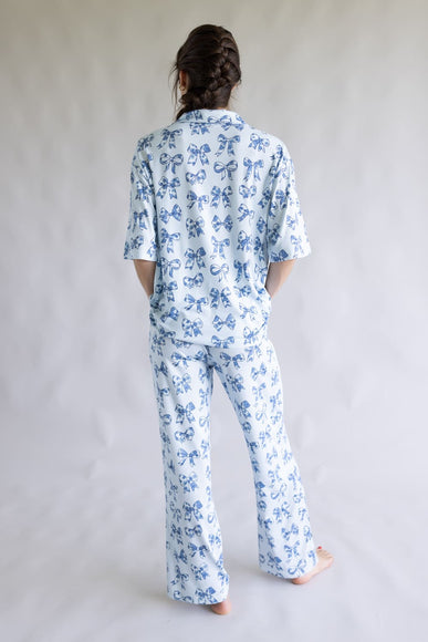 Bow Soft Pajama Set for Women in Blue