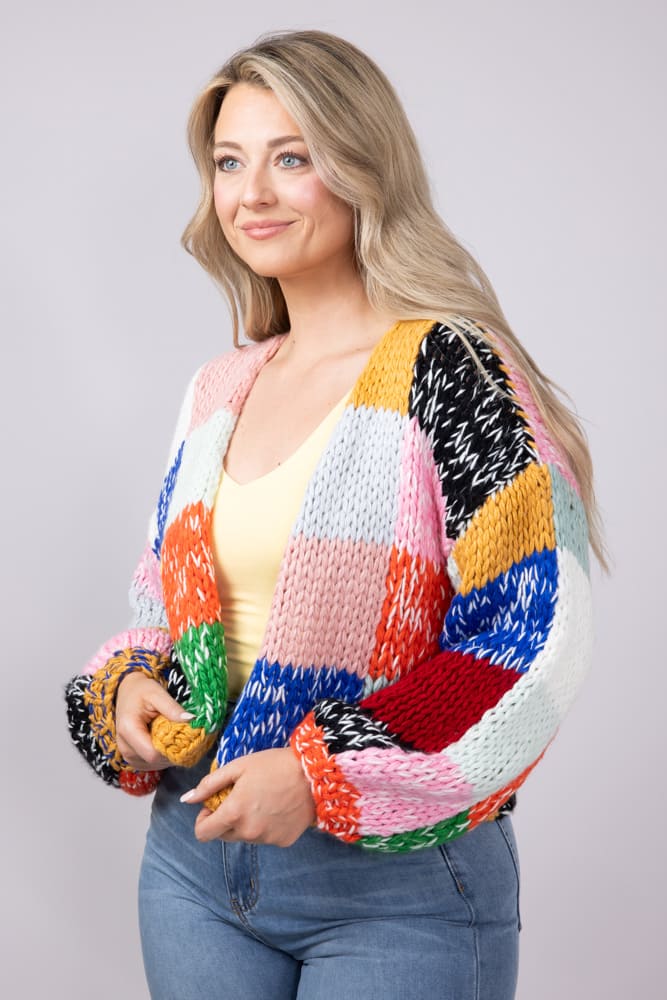 Checkered Cardigan for Women in Multi