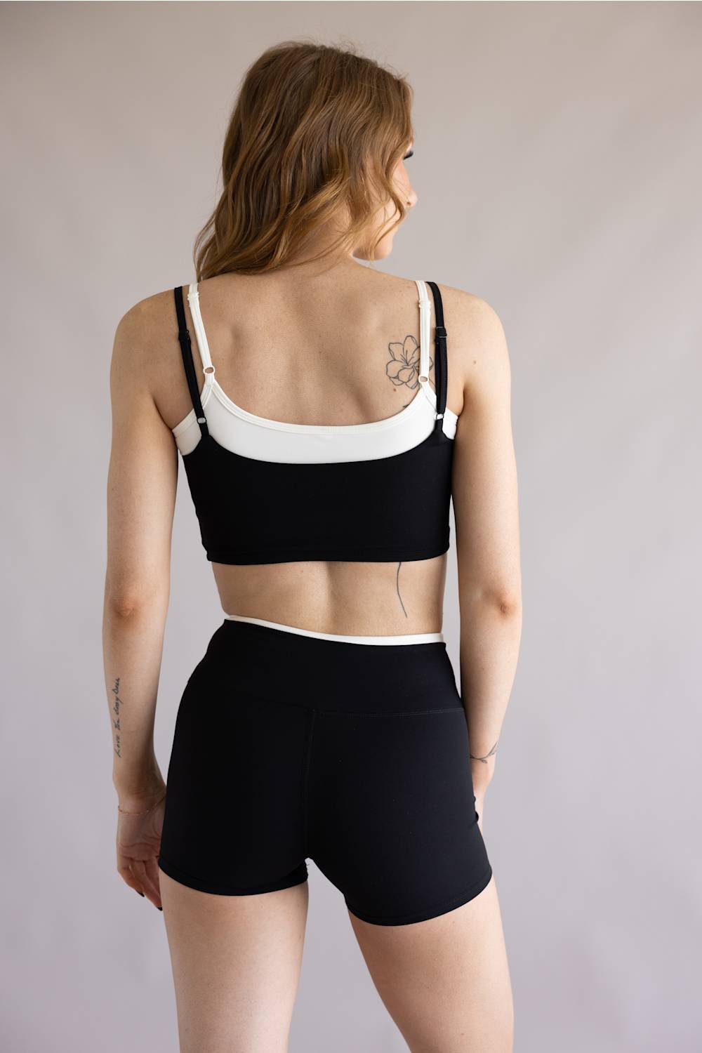 Double Layer Sports Tank Top for Women in Black/White