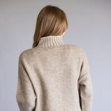 Elan Blanket Stitch Mock Neck Sweater for Women in Tan