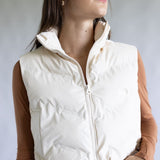 Love Tree Cropped Puffer Vest for Women in Ivory | 5142VN-IVORY