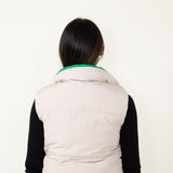 Love Tree Cropped Reversible Puffer Vest for Women in Green/Beige