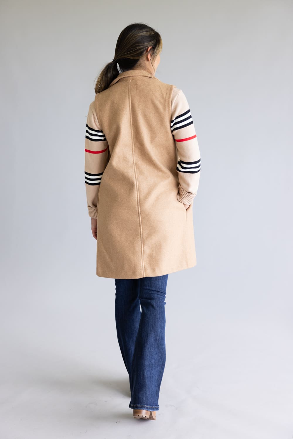 Love Tree Long Line Vest for Women in Camel