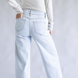 Mica High Rise Light Wash Wide Leg Fray Hem Jeans for Women