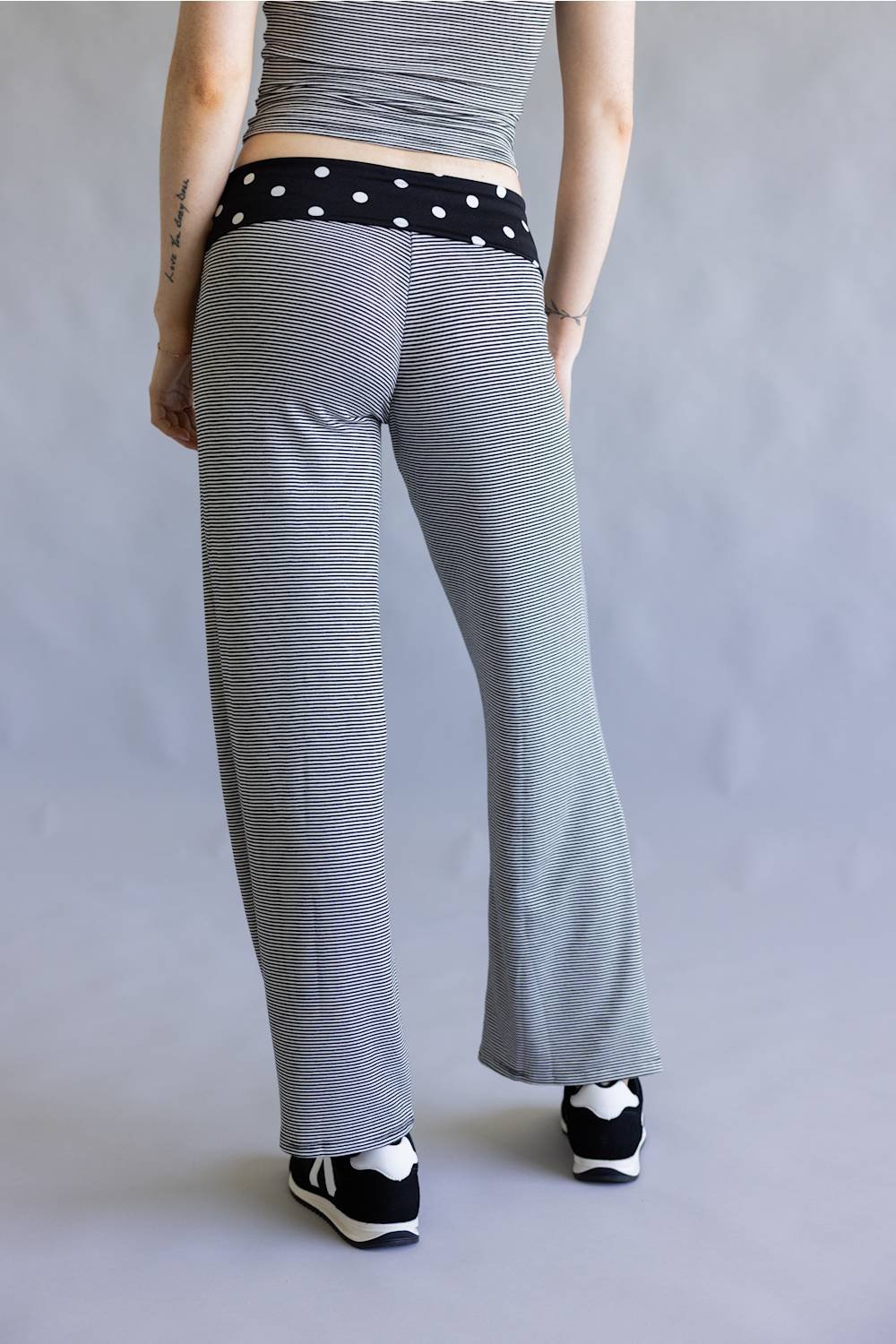 Stripes & Polka Dots Matching Set for Women in Black/Off White | BS412-3-BLACKOFFWHITE
