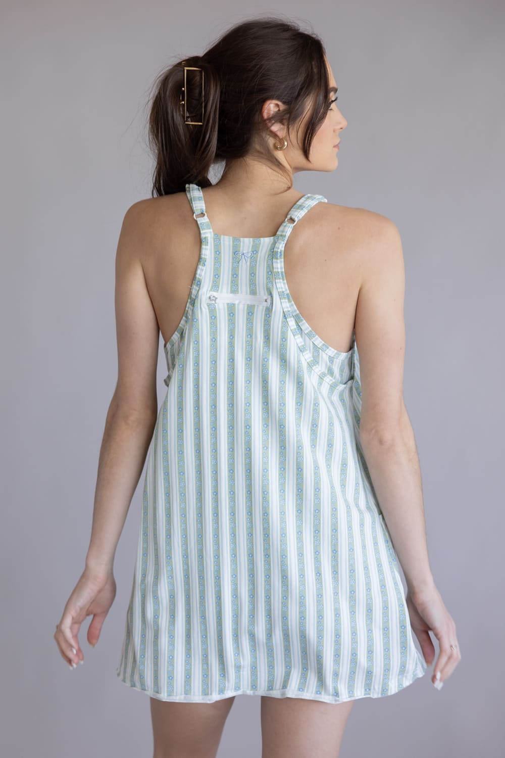 Simply Southern Tara Romper Dress for Women in Robins Egg Stripe 