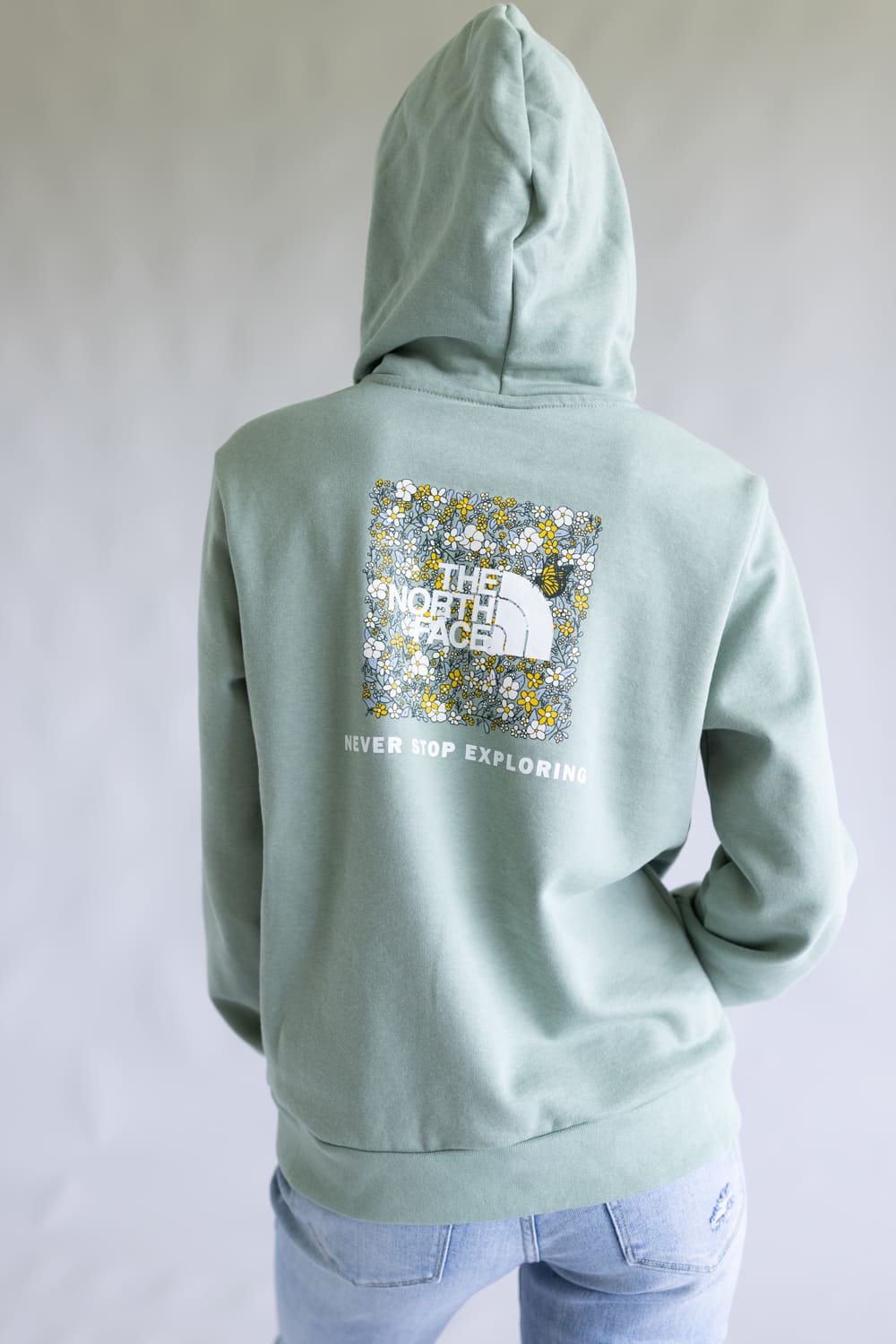 The North Face Evolution Floral Box Hoodie for Women in Slate Moss