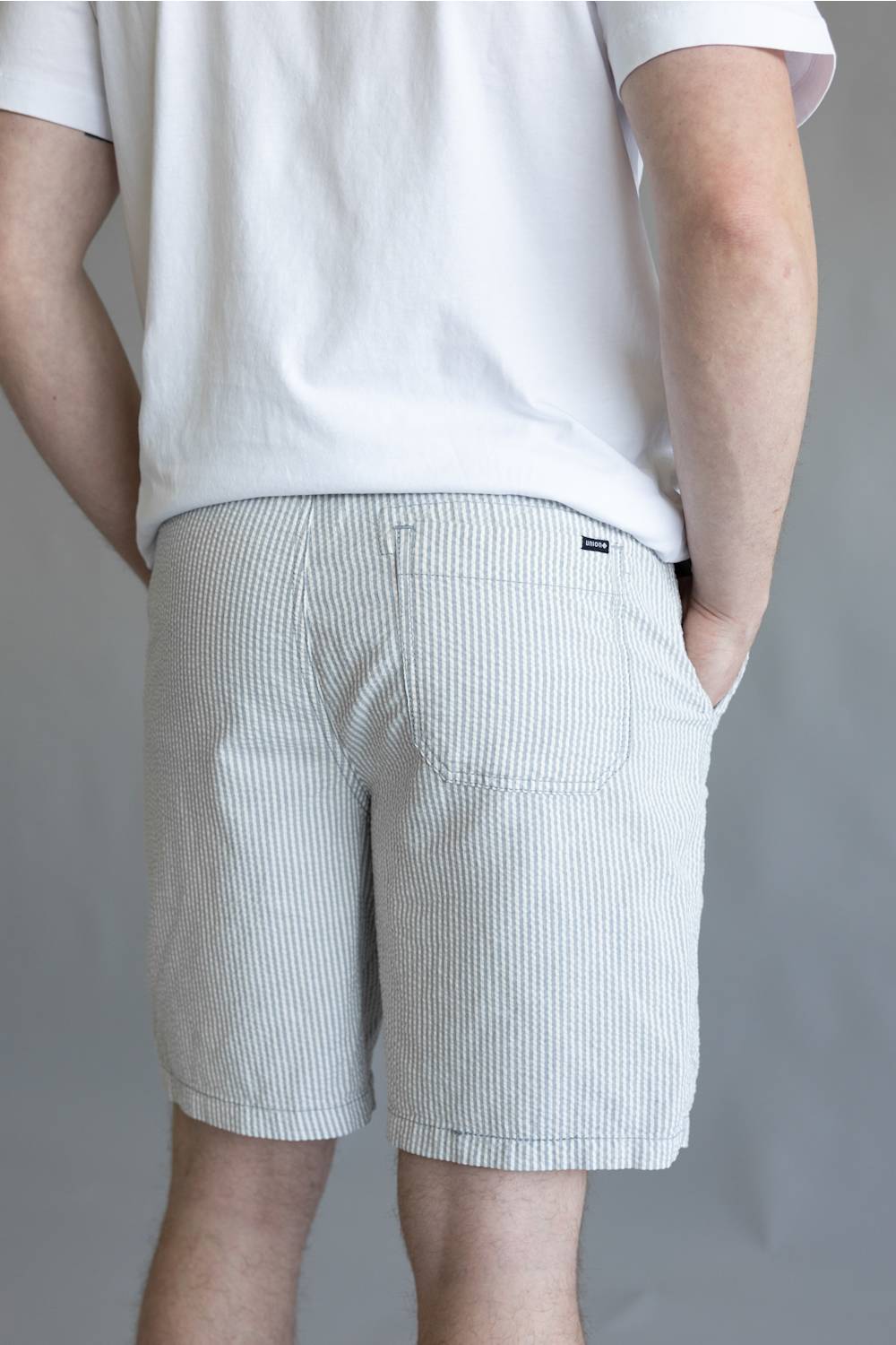 Union Paloma Seersucker 8” Shorts for Men in White