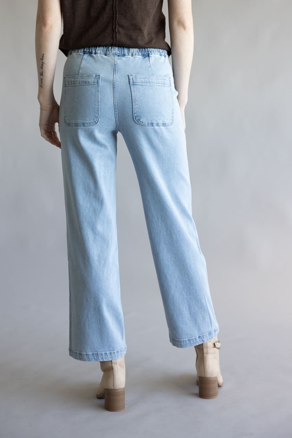 Vervet High-Rise Elastic Waistband Wide Leg Jeans for Women