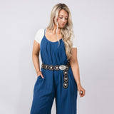 Wide Gaucho Disc Belt for Women in Brown