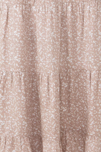 Wishlist Floral Midi Skirt with Side Slit for Women in Taupe