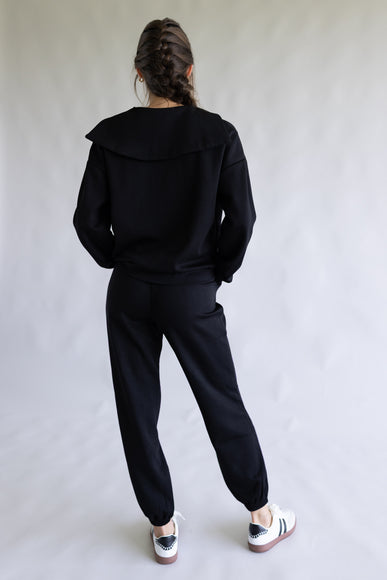 Zip Neck Scuba Set for Women in Black