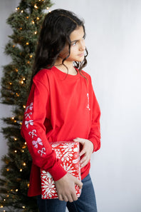 Simply Southern Youth Tree Long Sleeve T-Shirt for Girls in Red