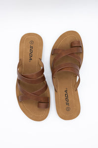 Soda Isabel Strappy Toe Sandals for Women in Cognac