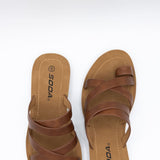 Soda Isabel Strappy Toe Sandals for Women in Cognac