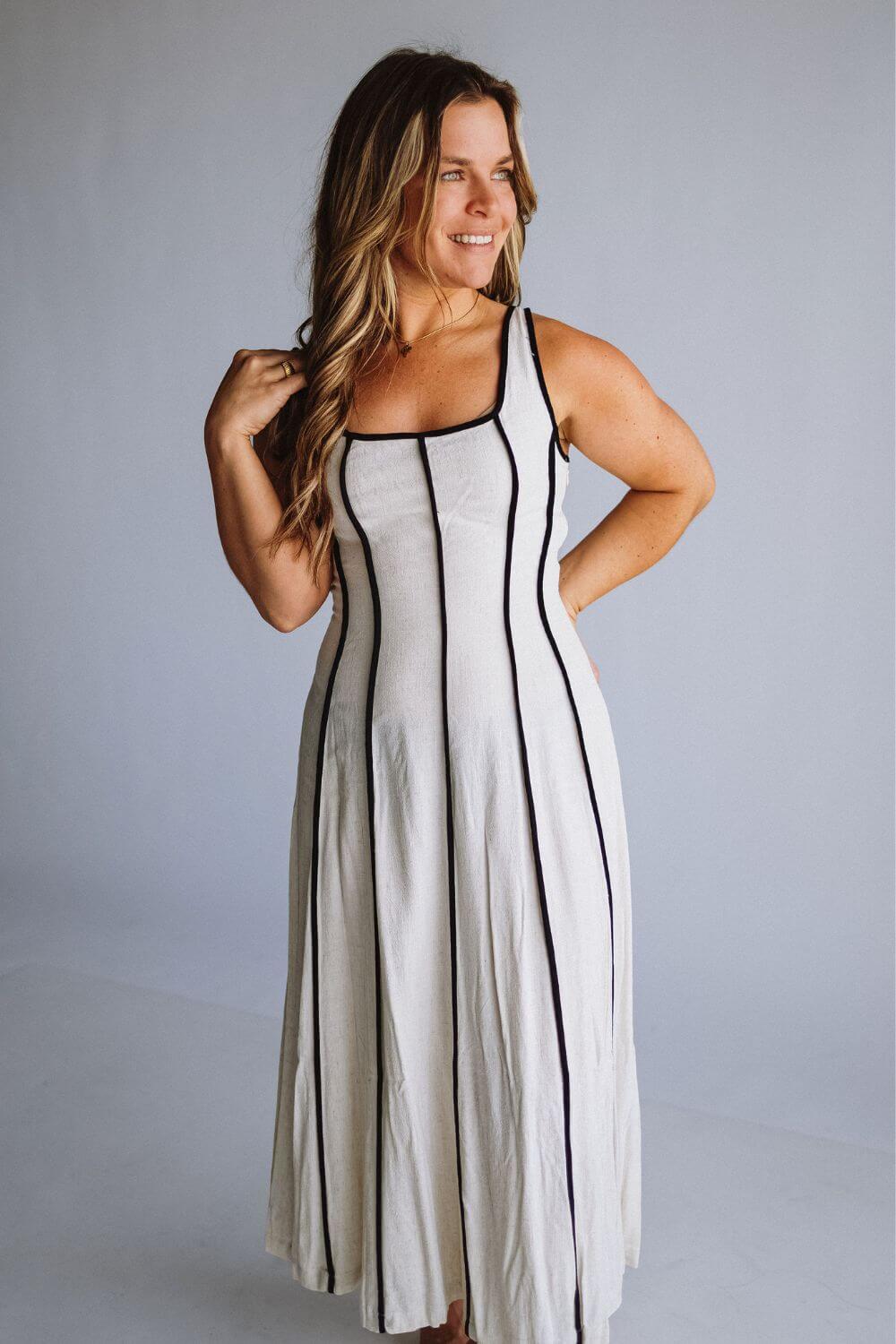 Illa Illa Linen Midi Dress for Women in Natural | IM7512-NATURAL Glik's Illa Illa Linen Midi Dress for Women in Natural | IM7512-NATURAL Glik's