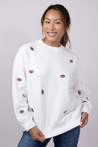 1897 Active Football Embroidered Sweatshirt for Women in Ivory