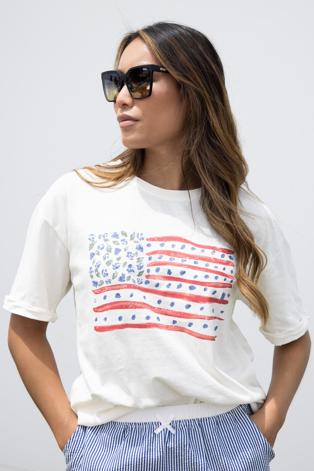 C&C California Melissa Sunwashed Flag Girlfriend T-Shirt for