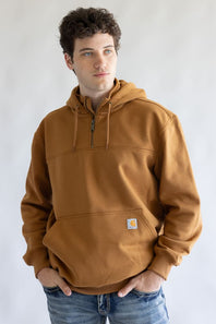 Carhartt Rain Defender Loose Fit Heavyweight Quarter Zip Hoodie for Men in Brown