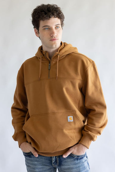 Carhartt Rain Defender Loose Fit Heavyweight Quarter Zip Hoodie for Men in Brown