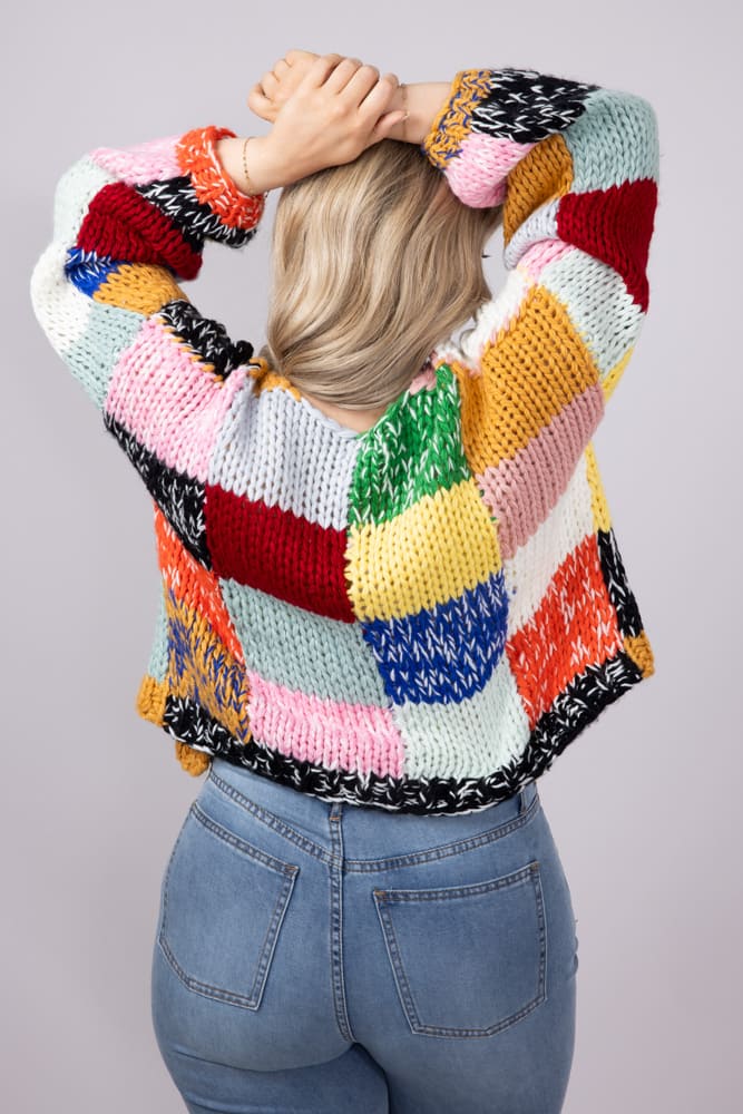 Checkered Cardigan for Women in Multi