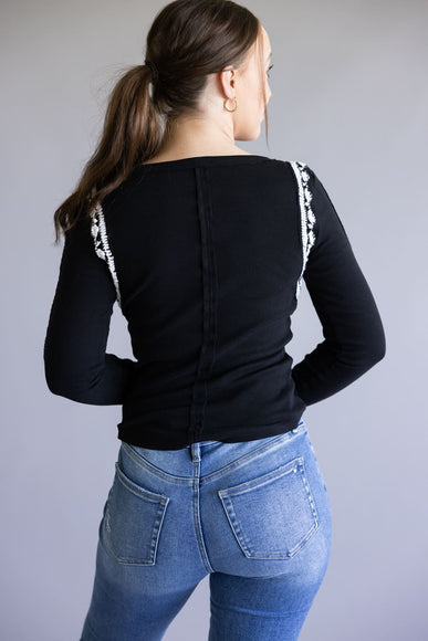 Free People Lost Love Long Sleeve Top for Women in Black