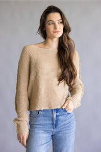 La Miel Off the Shoulder Sweater for Women in Crumb Cake