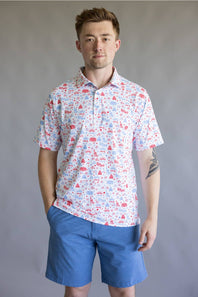 Lady Liberty Printed Polo for Men in White