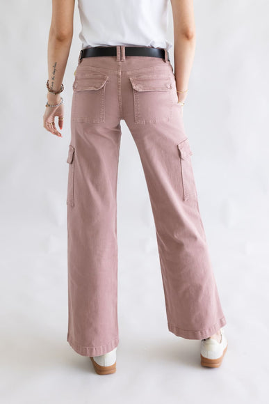 Mica Mid Rise Wide Leg Cargo Jeans for Women in Mauve