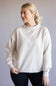 Oversized Mock Neck Fleece Pullover for Women in Beige