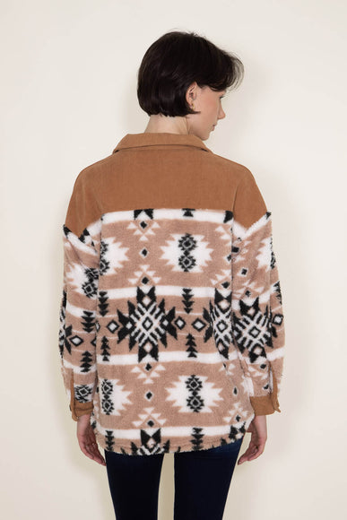 Simply Southern Fuzzy Cordy Shacket with Pockets for Women in Brown