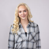 Thread & Supply Lewis Soft Luxe Button Up Shirt for Women in Black/Grey Plaid