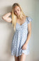 Floral Flutter Sleeve Dress for Women in Sky Blue
