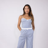 ACOA Pin Stripe Bustier & Pant Set for Women in Blue