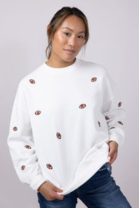 1897 Active Football Embroidered Sweatshirt for Women in Ivory