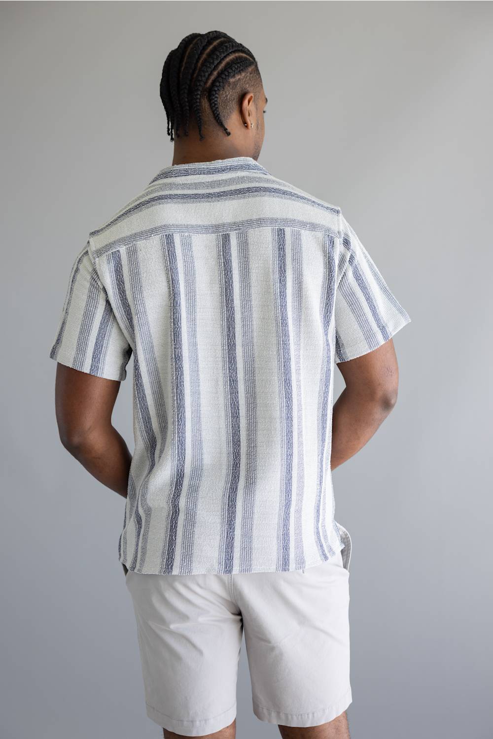 Woven Button Up Shirt for Men in Blue