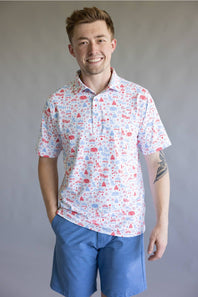 Lady Liberty Printed Polo for Men in White