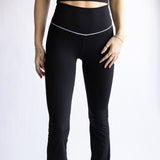 Love Tree Piping Detail Flare Leggings for Women in Black